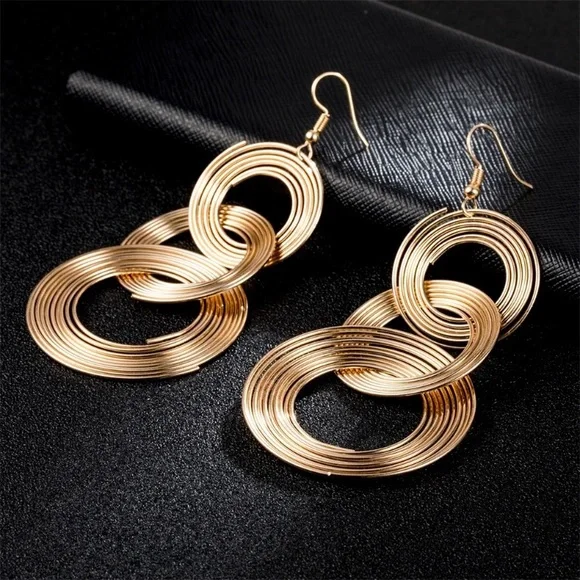 NEW 3 Hoop Earrings Gold Tone Silver Tone Drop Earrings - Picture 4 of 4